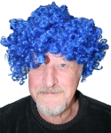 Duffy in blue wig Bev Dunbar Maths Matters