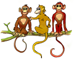Three Monkeys -Brown Yellow and Red - John Duffield duffield-design