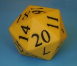 Yellow icosahedron die – Bev Dunbar Maths Matters